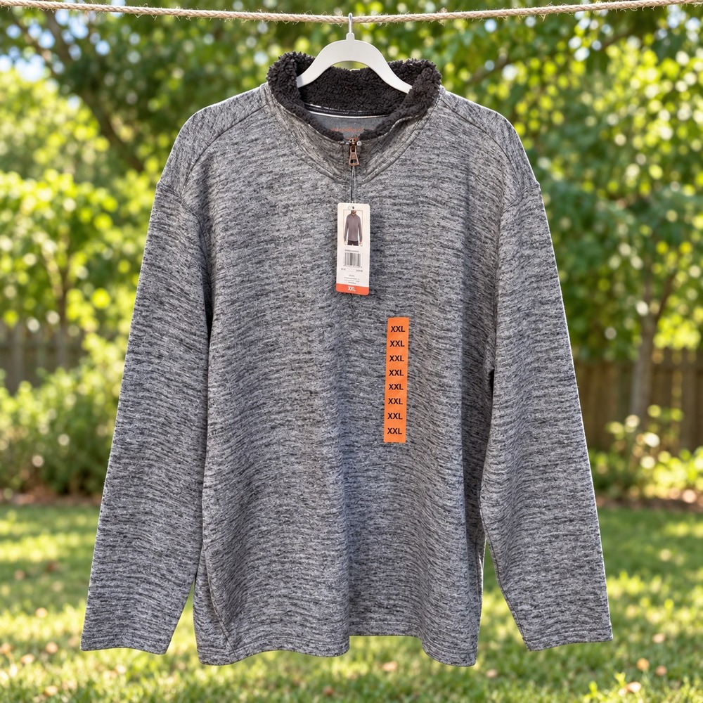 Weatherproof Vintage Mens XXL Gray Quarter Zip Pullover Sweater NWT